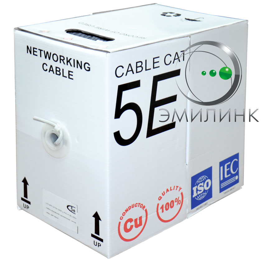 Кабель внутренний UTP 4PR CAT5e 305m PVC серый, чистая медь CU.
